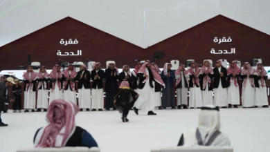 صورة مهرجان الصقور بالحدود الشمالية يتألق في تقديم لوحة الدحة الشعبية