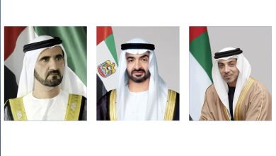 صورة رئيس الدولة ونائباه يتلقون التهاني بعيد الاتحاد الـ54 للدولة
