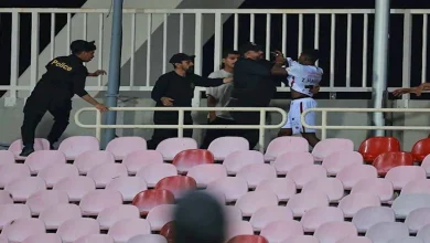 صورة اشتباك بالأيدي بين لاعب الرائد السعودي وأحد الجماهير بالمدرجات (صور)