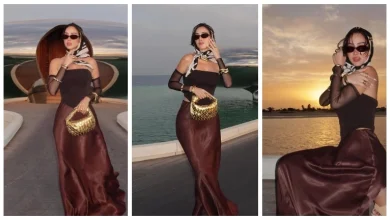 صورة بسمة بوسيل بفستان أسود على البحر.. أحدث ظهور في اليونان