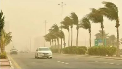 صورة رياح نشطة مثيرة للأتربة والغبار وسماء غائمة على عدة مناطق