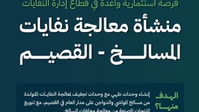صورة طرح فرصة استثمارية نوعية في مشروع منشأة معالجة نفايات المسالخ بالقصيم