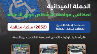 صورة ضبط 2052 مركبة مخالفة متوقفة في أماكن «ذوي الإعاقة»