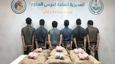 صورة حرس الحدود بجازان يقبض على 6 مخالفين لتهريبهم 120 كيلوجرامًا من القات