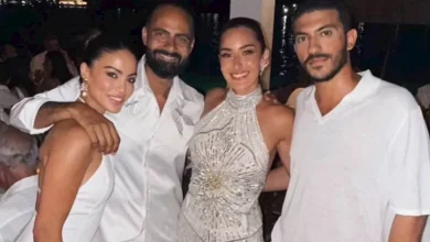 صورة أمينة خليل ترقص مع والدها في حفل زفافها باليونان.. صور وفيديو