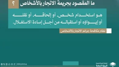 صورة الاتجار بالأشخاص جريمة كبيرة موجبة للتوقيف