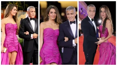 صورة بفستان فوشيا صارخ.. أمل علم الدين وزجها جورج كلوني  يخطفان الأنظار -15