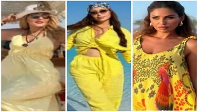 صورة نسرين طافش جريئة.. 25 صورة لـ نجمات خطفن الأنظار على الشاطيء بالأصفر