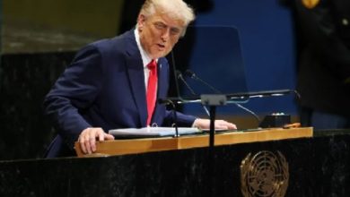 صورة ترامب أمام الكنيست : هذا اليوم هو فجر تاريخي لشرق أوسط جديد