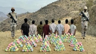 صورة ضبط 8 مخالفين لنظام أمن الحدود لتهريبهم 160 كيلوجرامًا من القات بعسير