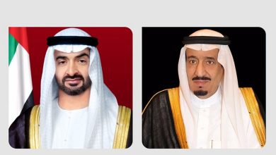 صورة القيادة الإماراتية تهنئ خادم الحرمين الشريفين وولي العهد بمناسبة اليوم الوطني الـ95