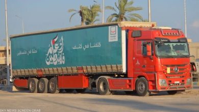صورة شاحنات المساعدات تتدفق من مصر إلى غزة