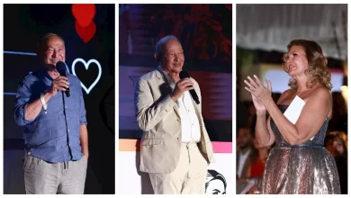 صورة نجيب وسميح ساويرس يقبلان أيدي يسرا في مهرجان الجونة السينمائي (صور)