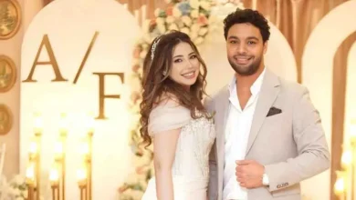 صورة أحمد جمال وزوجته بإطلالة ساحرة في حفل زفافهما