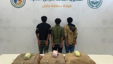 صورة القبض على 3 مخالفين لتهريبهم 54 كلغم من القات  أخبار السعودية