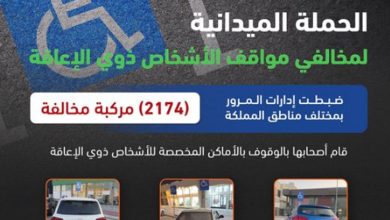صورة «المرور»: ضبط 2174 مركبة مخالفة وقف أصحابها بأماكن ذوي الإعاقة