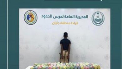 صورة القبض على مخالف من الجنسية اليمنية لتهريبه 90 كجم من القات في جازان 