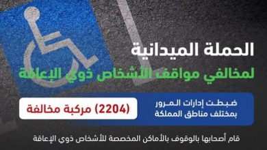 صورة ضبط 2204 مركبة مخالفة متوقفة في الأماكن المخصصة للأشخاص ذوي الإعاقة