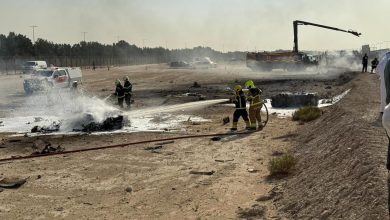 صورة تحطم مقاتلة هندية ومقتل قائدها خلال مشاركتها في العرض الجوي لـ “دبي للطيران”