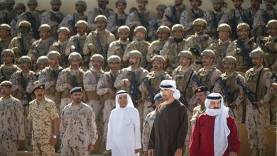 صورة رئيس الدولة وملك البحرين يشهدان التمرين العسكري الإماراتي البحريني «ربدان