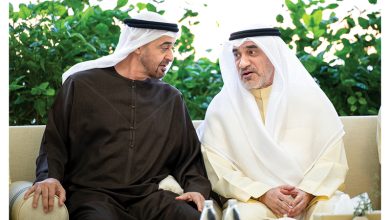 صورة رئيس الدولة يستقبل النائب الأول لرئيس مجلس الوزراء وزير الداخلية الكويتي