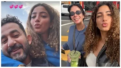 صورة لي لي تهنئ والديها أحمد حلمي ومنى زكي بعيد ميلادهما
