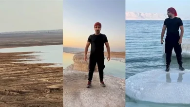 صورة خلال عام واحد فقط.. تراجع منسوب البحر الميت بشكل مخيف “صور”