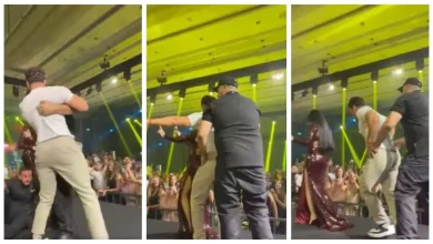 صورة فيديو وصور..اقتحام معجب على مسرح حفل هيفاء وهبي وتدخل الأمن لإنقاذها