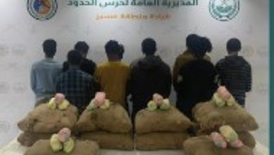 صورة حرس الحدود بعسير يقبض على 10 إثيوبيين لتهريبهم 180 كيلوجرامًا من القات