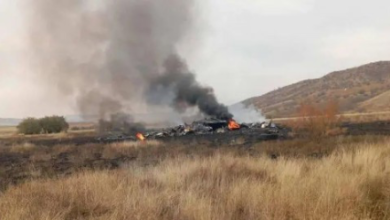 صورة مقتل 20 عسكريا تركيا في حادث تحطم طائرة شحن على الحدود الأذربيجانية الجورجية..