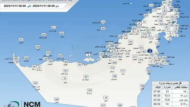 صورة منطقة ركنة بمدينة العين تسجل أدنى درجة حرارة في الإمارات