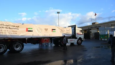 صورة قافلة المساعدات الإماراتية الموجهة إلى أطفال الزيتون تدخل غزة