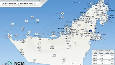 صورة ركنة العين تسجل أدنى درجة حرارة في الدولة