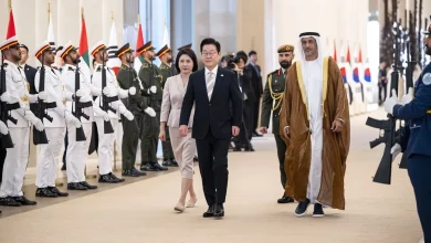 صورة الرئيس الكوري ينهي زيارته إلى الدولة