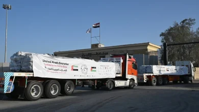 صورة تصل إلى غزة قافلة محملة بـ195 طناً من المواد الإغاثية ضمن الفارس الشهم 3