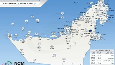 صورة الأرصاد تكشف عن أدنى درجة حرارة مسجلة في الإمارات