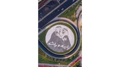 صورة صورة زايد وراشد تزيّن الدوار المقابل لمبنى «البرواز» الأيقوني