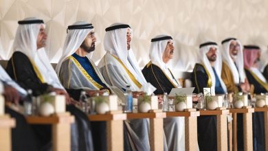 صورة رئيس الدولة وحكام الإمارات والشيوخ يشهدون الاحتفال الرسمي بعيد الاتحاد الـ 54
