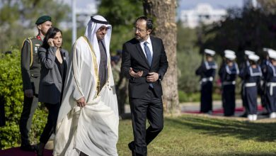 صورة رئيس الدولة يصل القصر الرئاسي في نيقوسيا يرافقه الرئيس القبرصي