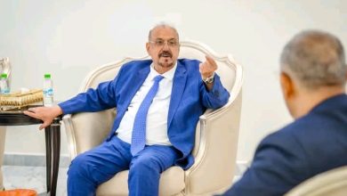 صورة عيدروس يستقبل البركاني قي قصر معاشيق ويبحث معه جهود تحرير ''المناطق الخاضعة للحوثيين''