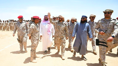 صورة حشد سعودي ضخم في العبر والوديعة… درع الوطن يعيد انتشار قواته شرق اليمن و تخلي مواقعها في عدن ولحج وتتجه إلى حضرموت والمهرة