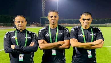 صورة طاقم حكام مصري يقود مباراة فلسطين والسعودية في ربع نهائي كأس العرب