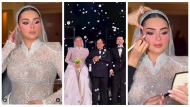 صورة فستان محتشم وأنيق ..10 صور من حفل زفاف فريدة ابنة محمد هنيدي