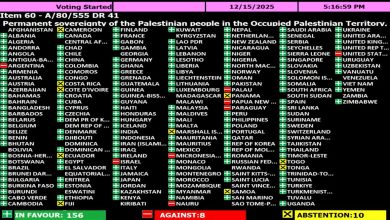 صورة الجمعية العامة للأمم المتحدة تعتمد قرارًا يؤكد السيادة الدائمة للشعب الفلسطيني على موارده الطبيعية