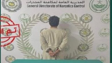 صورة القبض على مواطن لترويجه الإمفيتامين المخدر في الحدود الشمالية