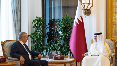 صورة الشيخ يلتقي رئيس الوزراء القطري لبحث مستجدات الوضع الفلسطيني