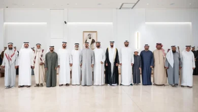 صورة ذياب بن محمد بن زايد يحضر حفل استقبال احتفالاً بزفاف علي محمد العامري